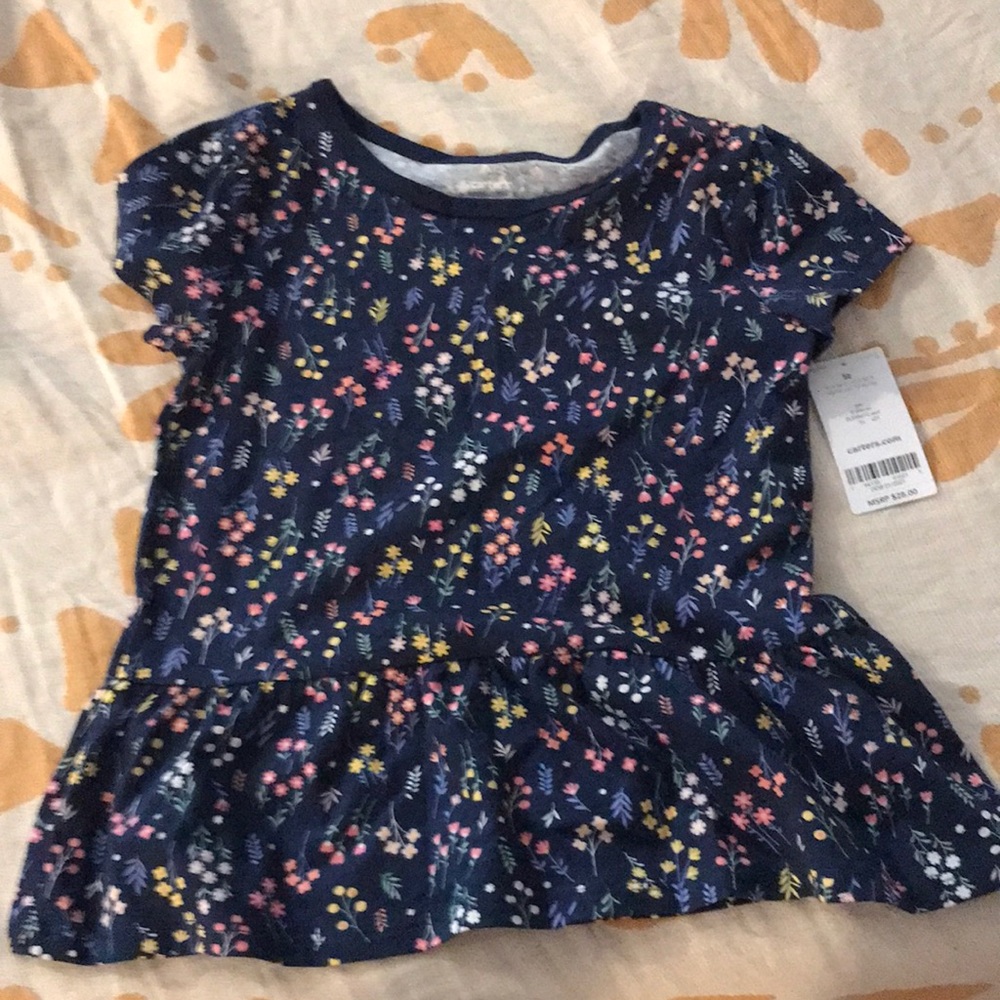 Blue floral girl shirt 5T